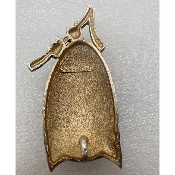 Vintage Eisenberg 3" Owl Pendant Gold Filled Ball Chain 24" Purple Teal Pink 26g - Picture 9 of 12